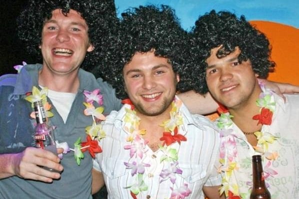 Chris, James and Michael having a night out in Flares in 2006.