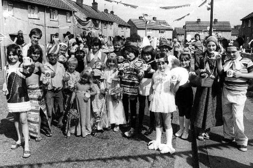Children in fancy dress at a street party to celebrate the wedding of Prince Charles and Lady Diana Spencer in 1981