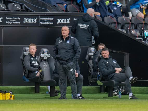 PNE interim head coach Frankie McAvoy in the technical area against Swansea on Easter Monday.