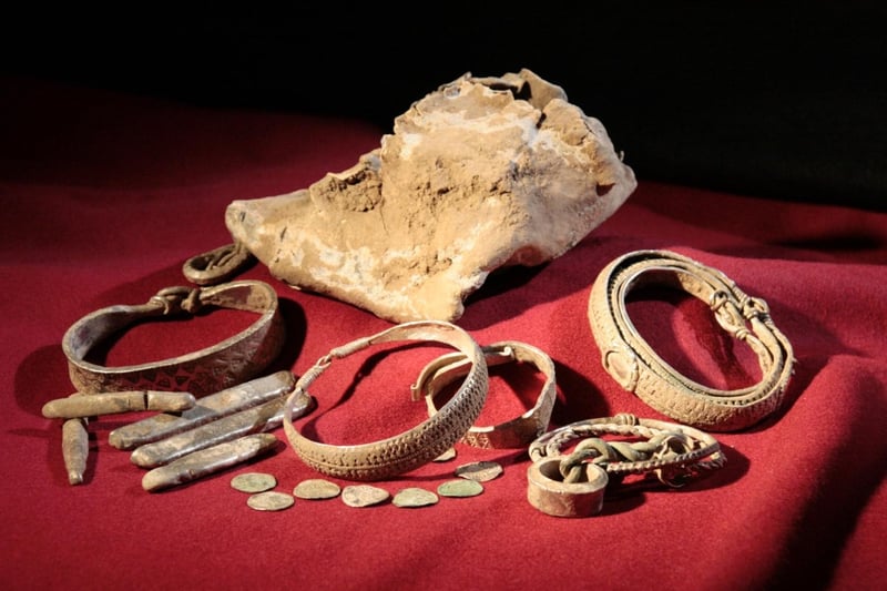 Valued at £110,000, the collection, found in a field near Silverdale by a metal detectorist, is one of the largest Viking hoards ever discovered in the UK, and is believed to date to around 900AD.
It is now owned by Lancashire Museums Service, and items include 27 coins, 10 arm-rings, two finger-rings, 14 ingots, six brooch fragments, a fine wire braid and 141 fragments of arm-rings and ingots which had been chopped up and turned into “hacksilver”, which was used as a form of currency in Viking times.