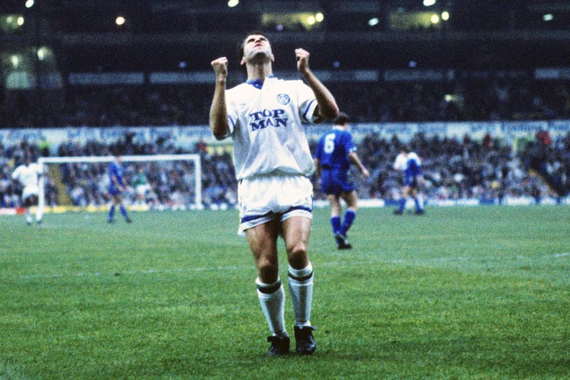 Carl Shutt reacts whilst in action for Leeds United at Elland Road.
