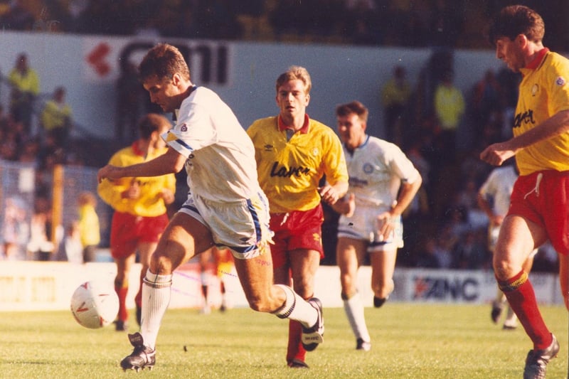 Carl Shutt in action for Leeds United against Sheffield United in 1991.