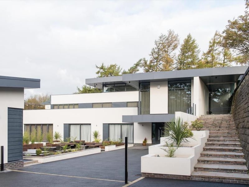 Reservoir House is a spectacular contemporary home on the edge of Ilkely Moor. The eco friendly and efficient home extends to over 12,000sqft of cutting edge architecture, the accommodation is based around three individual structures - The main family home, the guest house and extensive garaging with home office and gym. It is on the market for offers over £2,750,000 with Knight Frank.