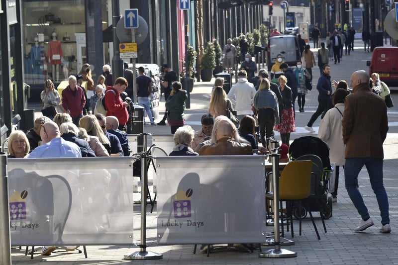Beer garden visitors enjoyed some sunshine and shoppers hit the city centre