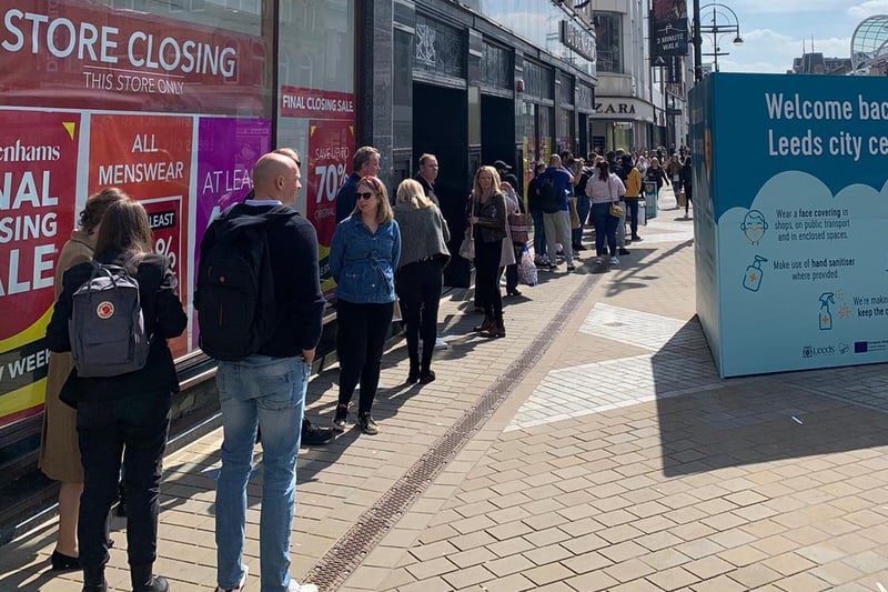The biggest queues were seen at Debenhams on Saturday