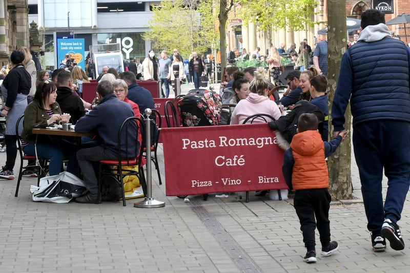 People grabbing a bite to eat with their family at Pasta Romagna in Albion Place.