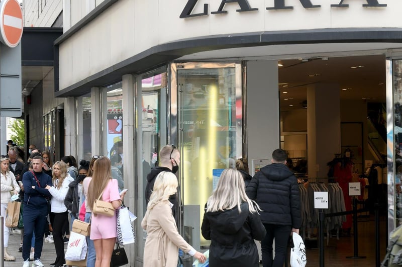 Queues for Zara snaked around the building.
