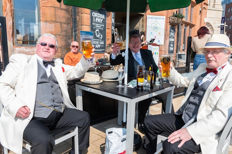 (l-r) Alan, Steve and Dave Cronshaw dressed in their best to enjoy a pint at the Counting House.