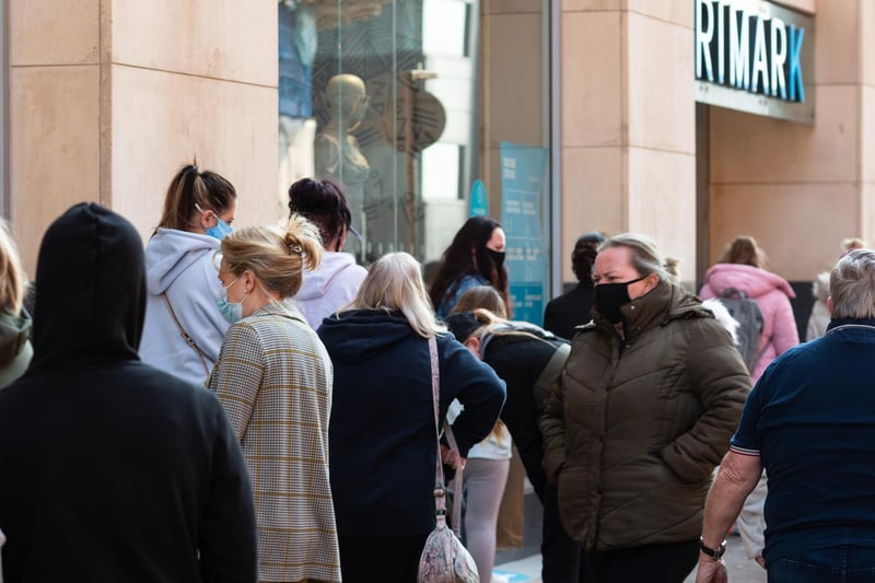 The queues outside Primark on Saturday, 17th March 2021, following the relaxation of lockdown laws.