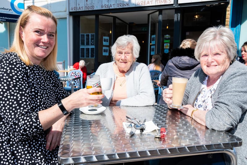 (l-r) Amanda Bennett, Hilary Creed and Irene Fearnhead enjoy a cuppa at Compass Cafe.