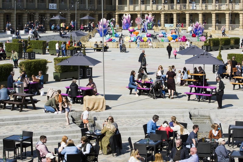 Visitors gathered at The Piece Hall, Halifax.