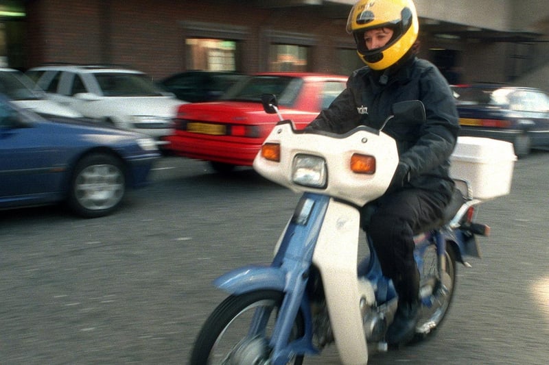 This is traffic warden Judy Mills, based at Millgarth, who used her Honda motorcycle to get around the city.