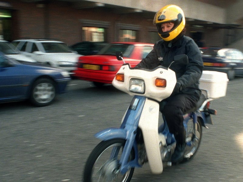 This is traffic warden Judy Mills, based at Millgarth, who used her Honda motorcycle to get around the city.