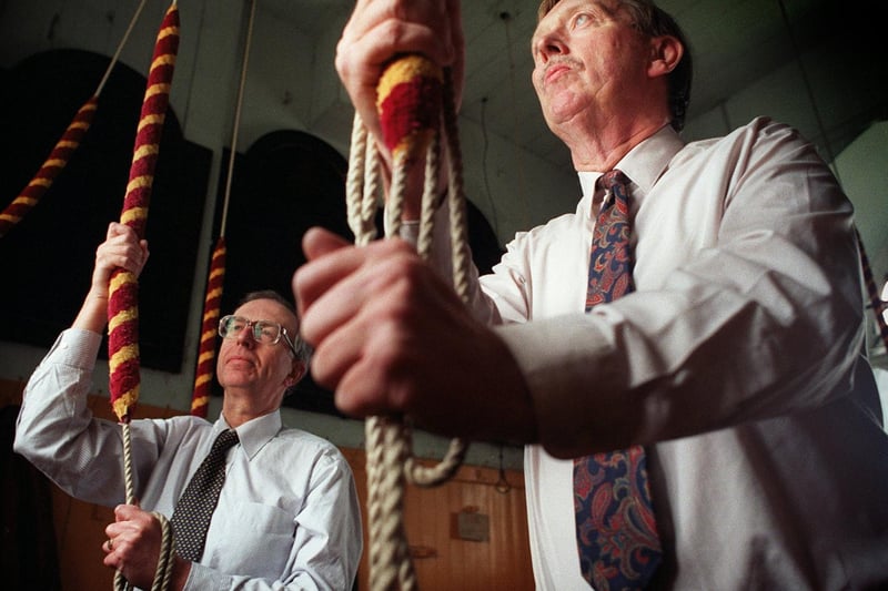Leeds Parish Church bellringers were on the lookout for new recruits. Pictured are Tony Stamp (deputy Tower Captain), left, and Barrie Dove (Tower Captain).