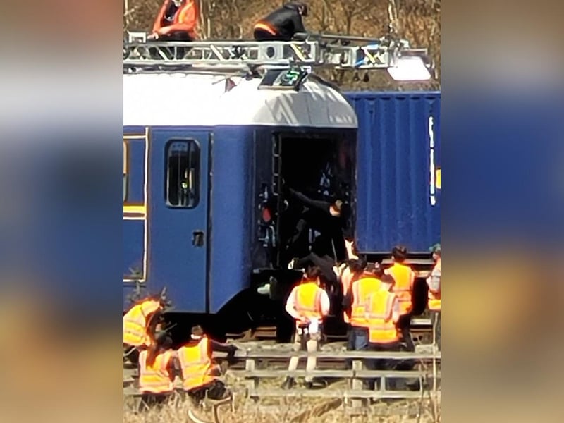 The actor on set at North Yorkshire Moors Railway. Photo courtesy of Pear Tree B and B and Holiday Cottages.