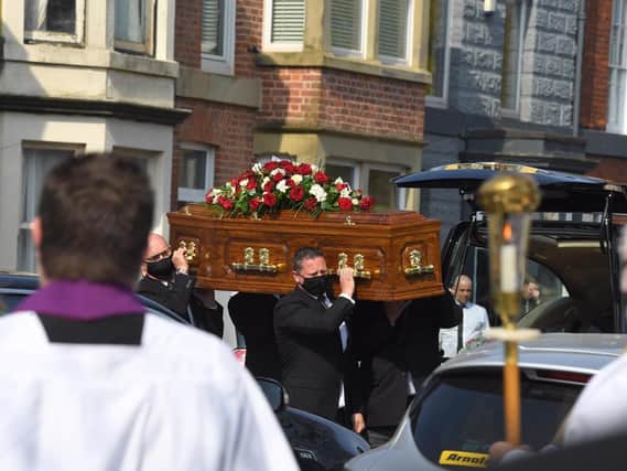 The hearse made its way to St Peter's Church for Doreen Lofthouse's funeral at 11am