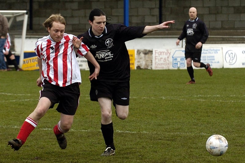 Action from the Gazette v Goths football match at the Turnbull Ground.