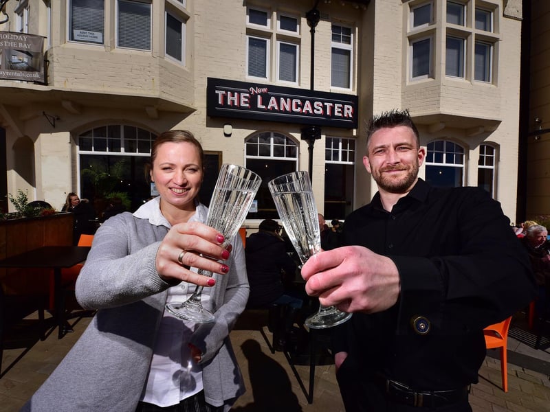 Managers Lelde Caune and Ray Clarkson make a toast to the big opening day.