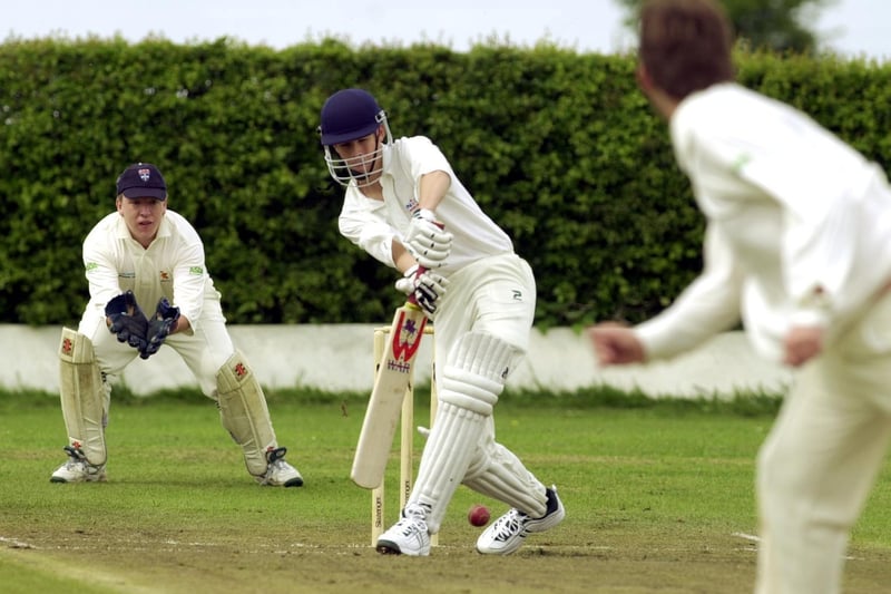 Thomas Spurr in batting action for Rothwell against Tong in May 2003.