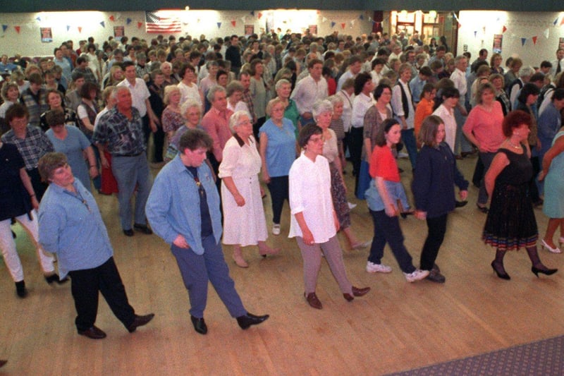 Line Dancing at Pudsey Civic Hall in April 1996 which attracted more than 500 people.