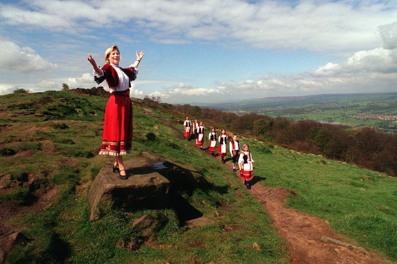 The Potato Room Players were preparing to stage The Sound of Music at the City Varieties. Pictured rehearsing on Otley Chevin is Janet Howard, who played Maria, and the Von Trapp children.