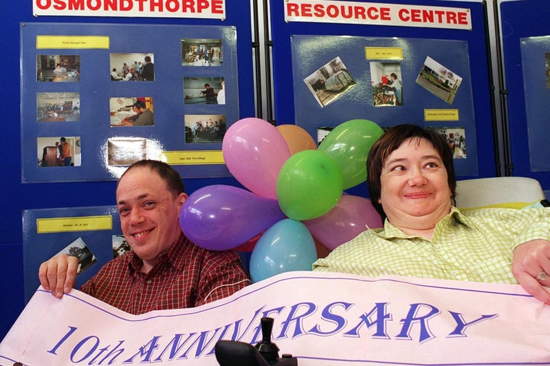 Osmondthorpe Resource Centre was celebrating its 10th anniversary. Pictured, left to right, are centre users Paul Heart and Wendy Fletcher.