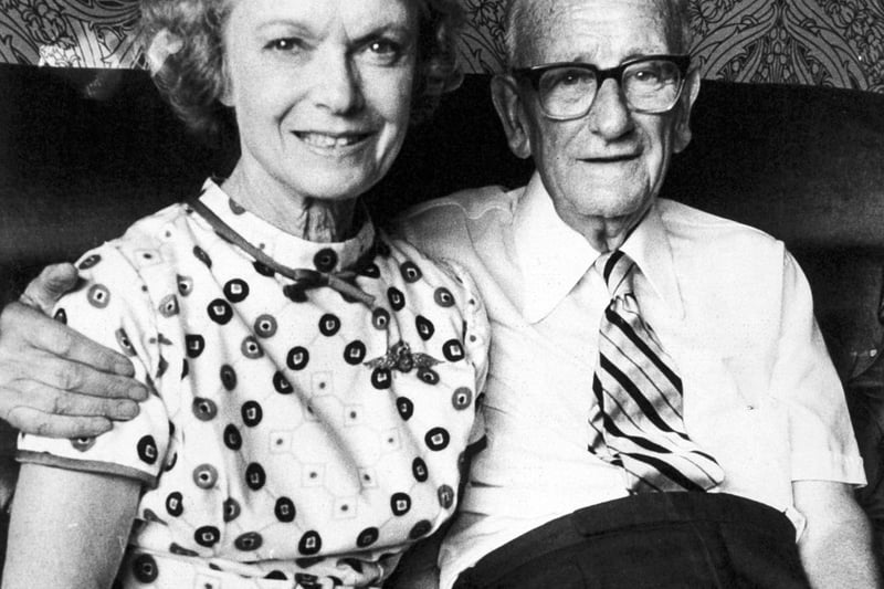 Dame Anna Neagle and her husband Herbert Wilcox at the Grand Theatre in August 1975. Dame Anna was appearing in the title role of The Dame of Sark.