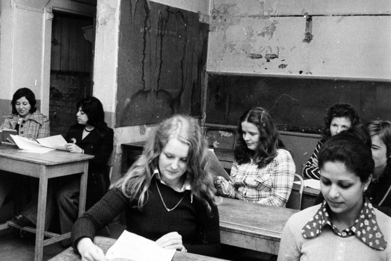 There were damp classrooms at Park Lane College in June 1975.