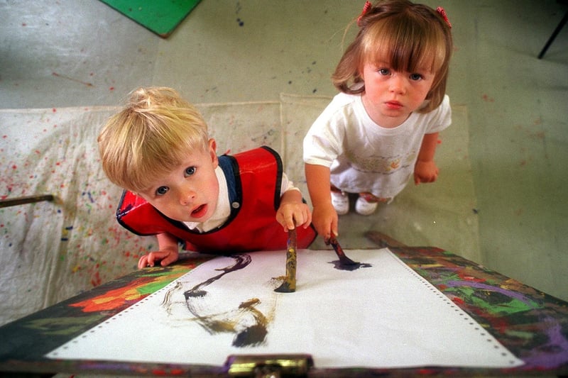 Young artists, Oliver Grattan and Reanna Williams show-off their talents to the public at an open day run by Sunbeams Playgroup held at Rothwell Methodist Church.