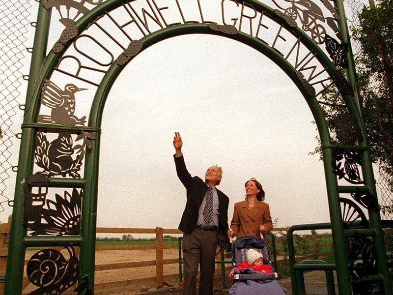 Blacksmith David Poskitt and artist Lyndele Fozard, with daughter Francesca, take a look at their work, a new archway on the South Leeds Heritage Trail.