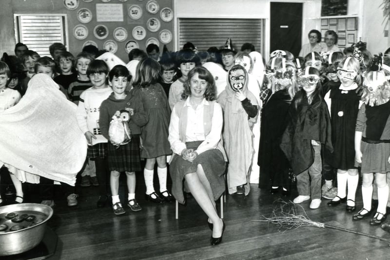 This undated photo shows a classroom full of ghosts, ghouls and spooky costumes at Clifton Infant School.