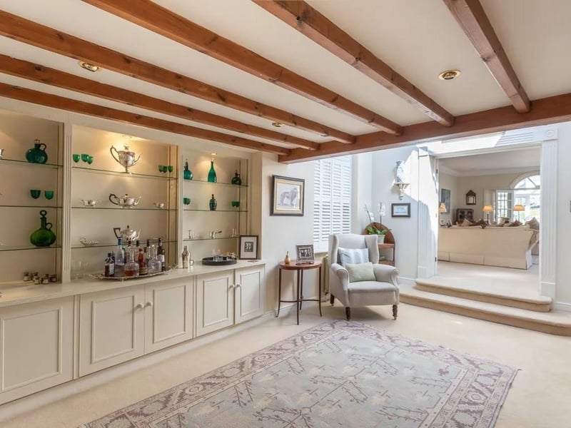 Beams add character to this spacious room within the house