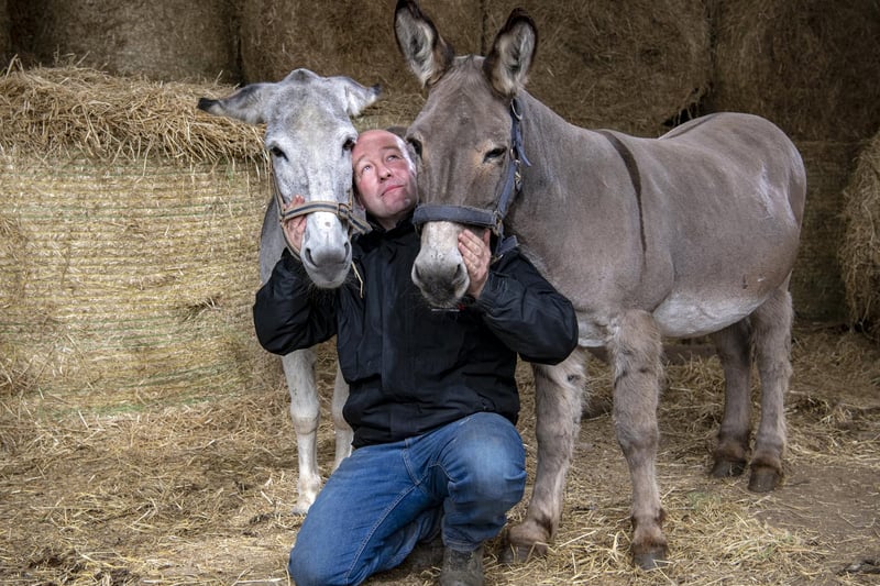 Mark Ineson with his Blackpool donkeys, who spent a day at the "salon" in preparation for returning to the resort's beach this bank holiday.