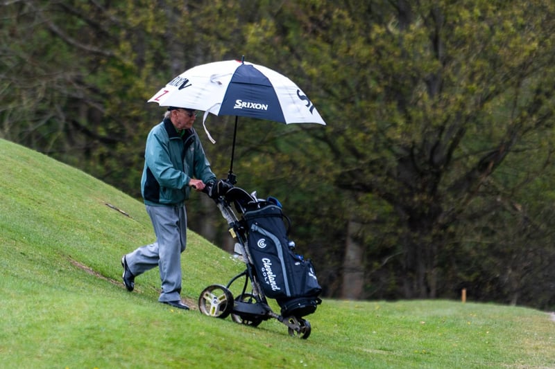 This keen golfer didn't let the cold and wet weather stop him from a round at Temple Newsam Golf Course.
