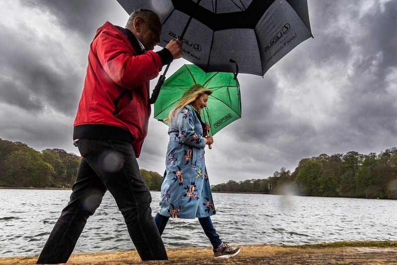 It was brollies at the ready on Bank Holiday Monday as heavy rain hit Leeds.