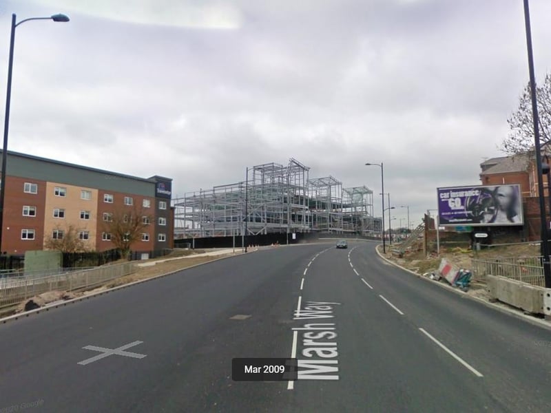 The building of part of Trinity Walk was underway, taken from Marsh Street in 2009.