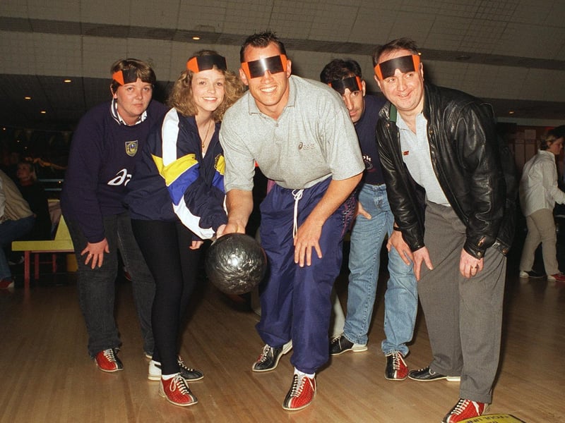 L.A. Bowl on Sweet Street played host to more than 30 teams in a 'blindfold bowling' challenge in aid of the RNIB charity.