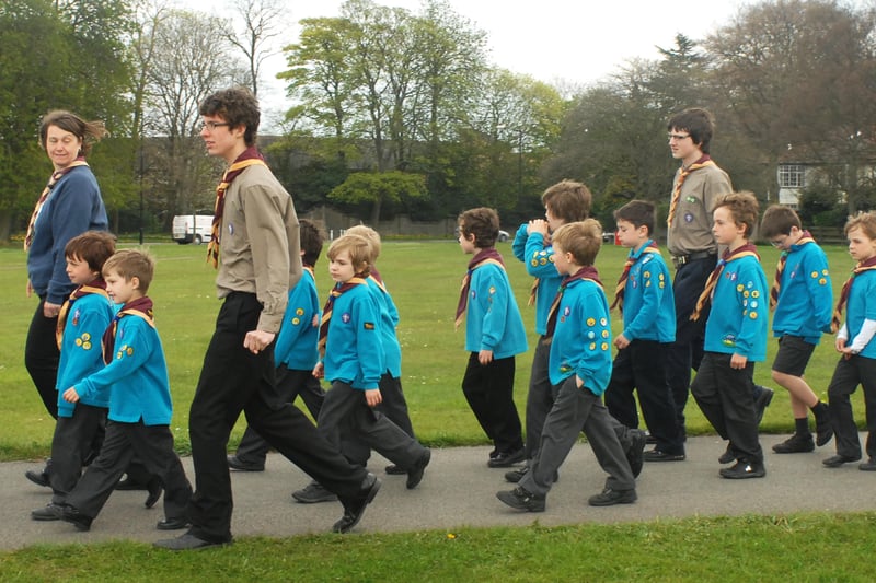 Harrogate St Georges Parade in 2010. Young Beavers march across the stray.