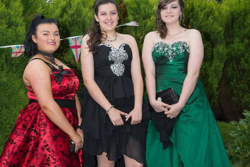 Anya, Emma and Katie showed off their incredible dresses at the Outwood prom in June 2014.
