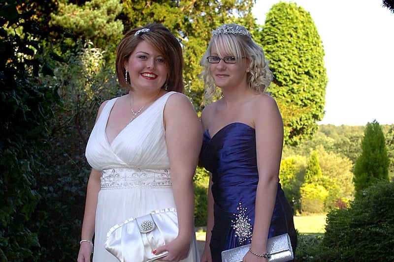Emily and Zoe looked stunning as they attended the Horbury School prom night at Bagden Hall in June 2011.
