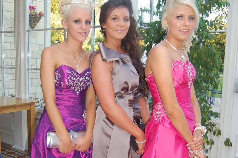 Chloe, Abbie and Vicky opted for shiny fabrics at the Castleford High School prom in 2006.