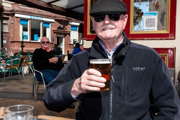 Hughie Ritchie enjoying a pint at the Rose and Crown. Photo: Kelvin Stuttard