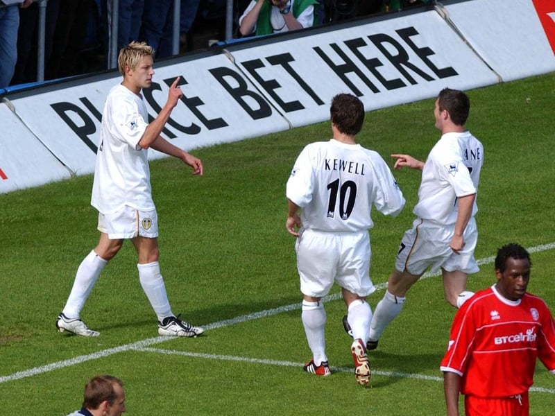 Striker Alan Smith celebrates scoring what proved to be the only goal of the game after 63 minutes.