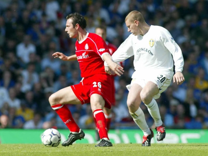 Middlesbrough striker Noel Whelan protects the ball from Seth Johnson.