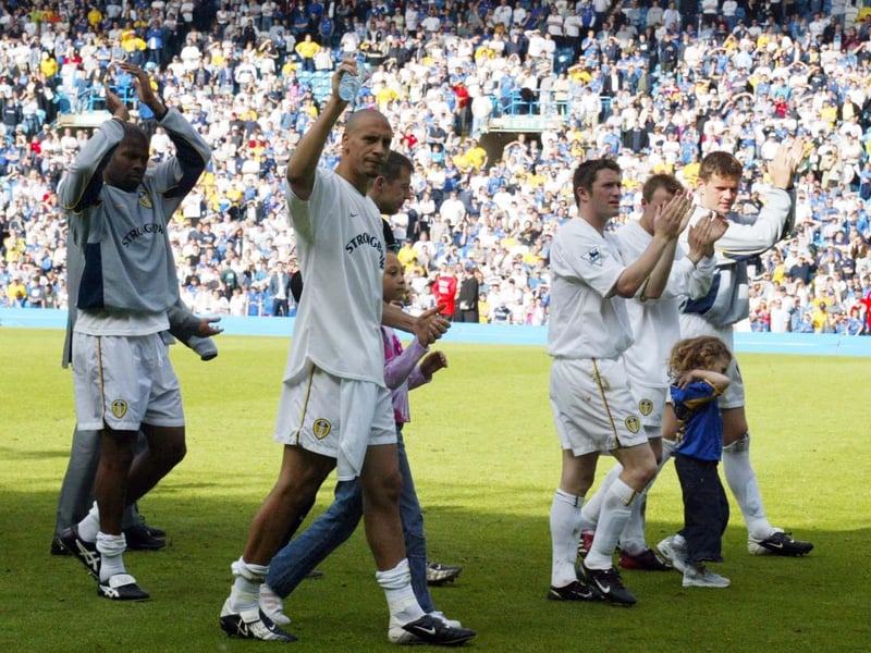 Th players applaud the Elland Road faithful for their support throughout the season.
