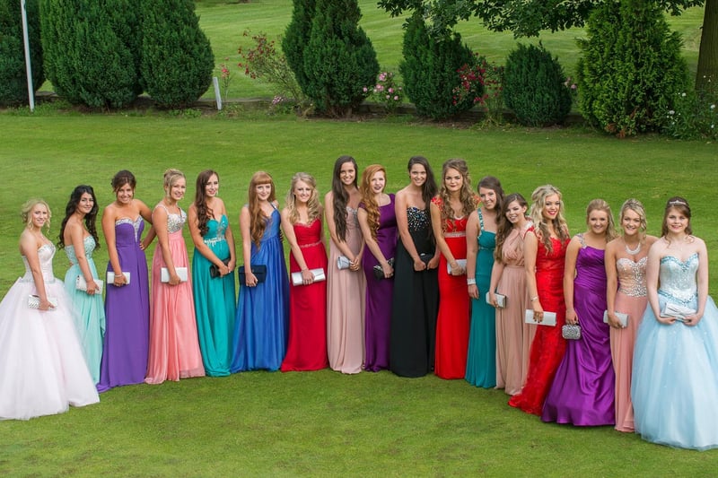 The girls from Outwood Grange School gathered for a group shot during their prom at Heild Hall, Normanton, in 2014.