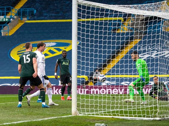 BIG MOMENT - Patrick Bamford finished off a fine move to score for Leeds United against Tottenham Hotspur. Pic: Bruce Rollinson.