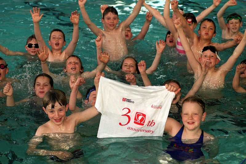 Pupils from Westbrook Lane School held a sponsored swim at Aireborough Leisure Centre. Pictured front are Freddie Humphreys and Michelle Purves with other class mates behind.