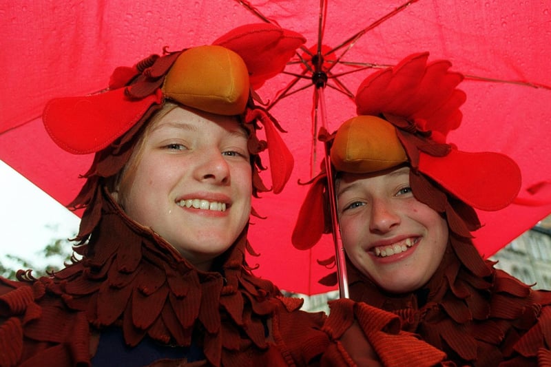 Playing chicken at Ilkley Carnival in may 1997 was Gemma Forster (left) and Rosie Wright.