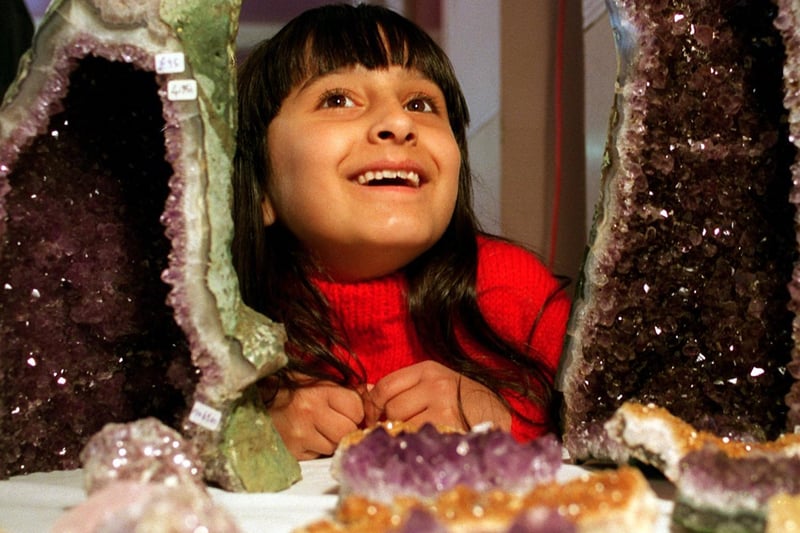 The Winter Gardens hopsted a gem fair in May 1997. Pictured is Maya Ravindran admiring two large amethysts, displayed on one of the many stands.